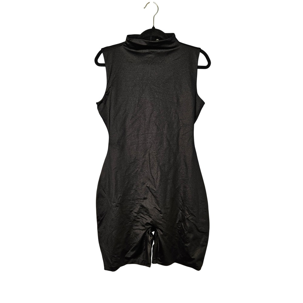 Skims All in One Shine Mock Neck  Mid Thigh Bodysuit in Onyx Womens  2X